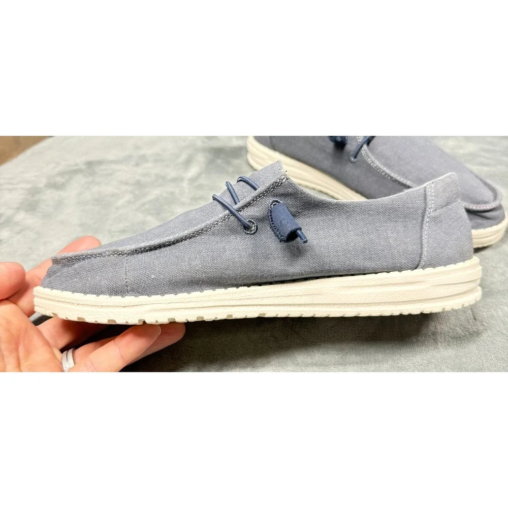 Hey Dude Wendy Chambray Shoes Womens 9 Gray Slip On Casual Loafer